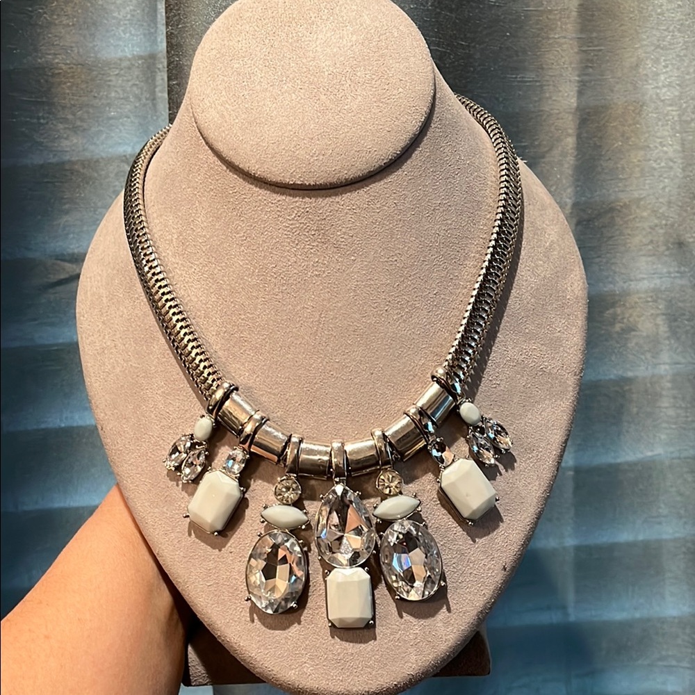 Express Women’s Silver and White Statement Necklace